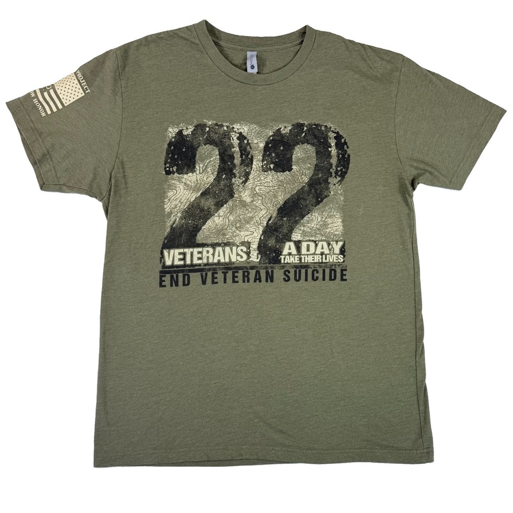 Next Level Til Valhalla Project 22 Veterans A Day Military Graphic T-Shirt L